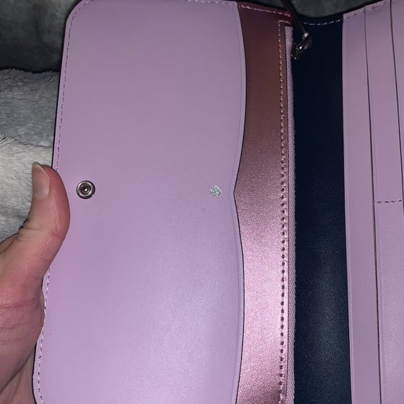 KATE SPADE NADINE LILAC METALLIC COLOR BLOCK MEDIUM CLUTCH CARD WALLET WLRU5589 - Picture 6 of 8